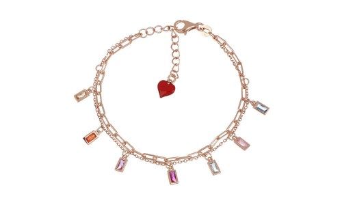 Bracciale Argento Catena Con Pendenti Multicolor Cuori Milano 24890885